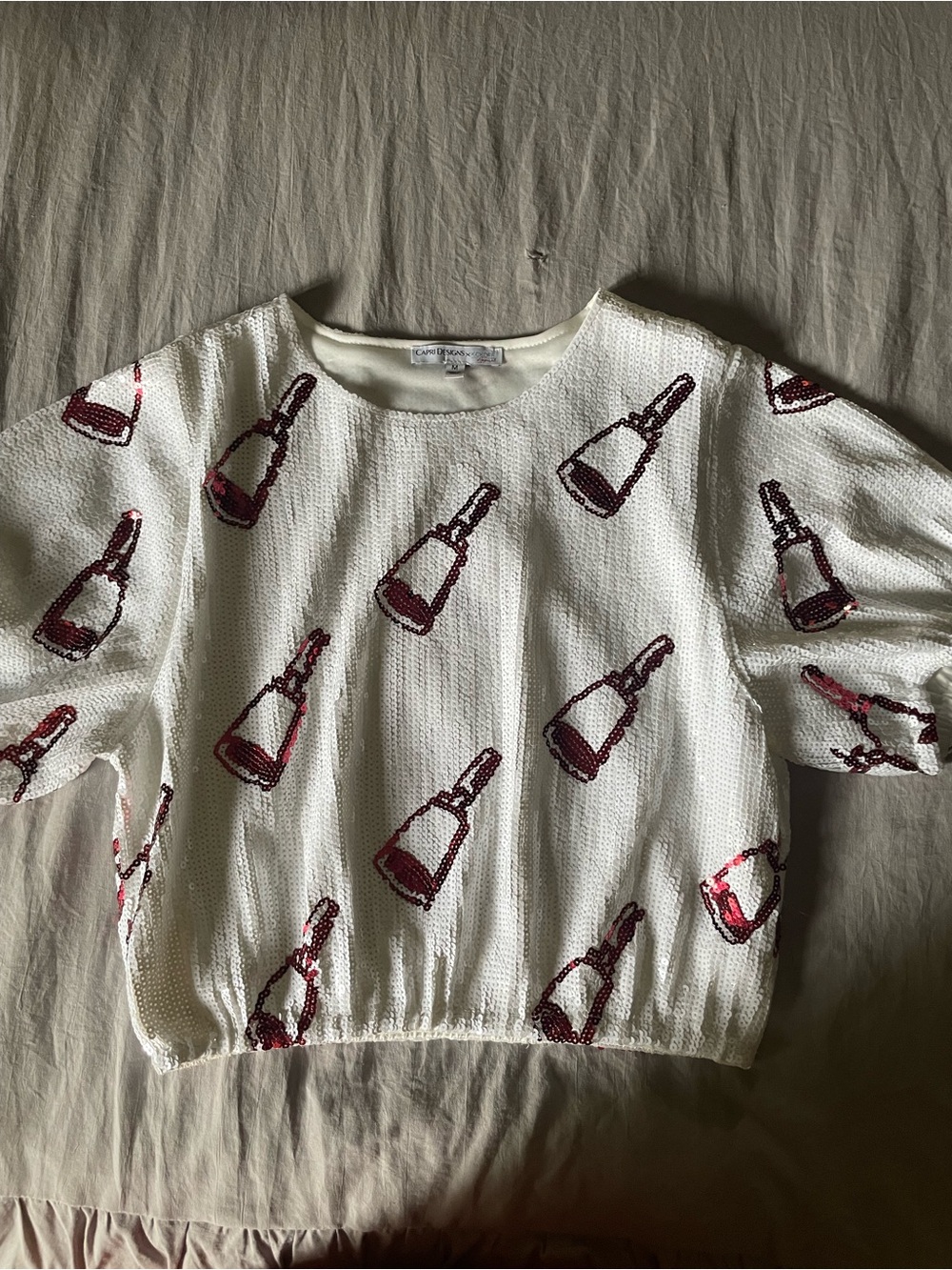 White Sequin with Maroon Cowbells